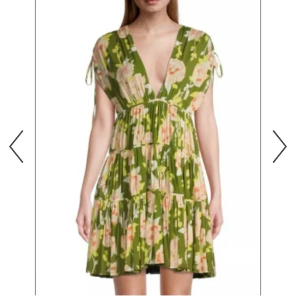 Rebecca Taylor green cream flower maxi dress - Picture 3 of 11